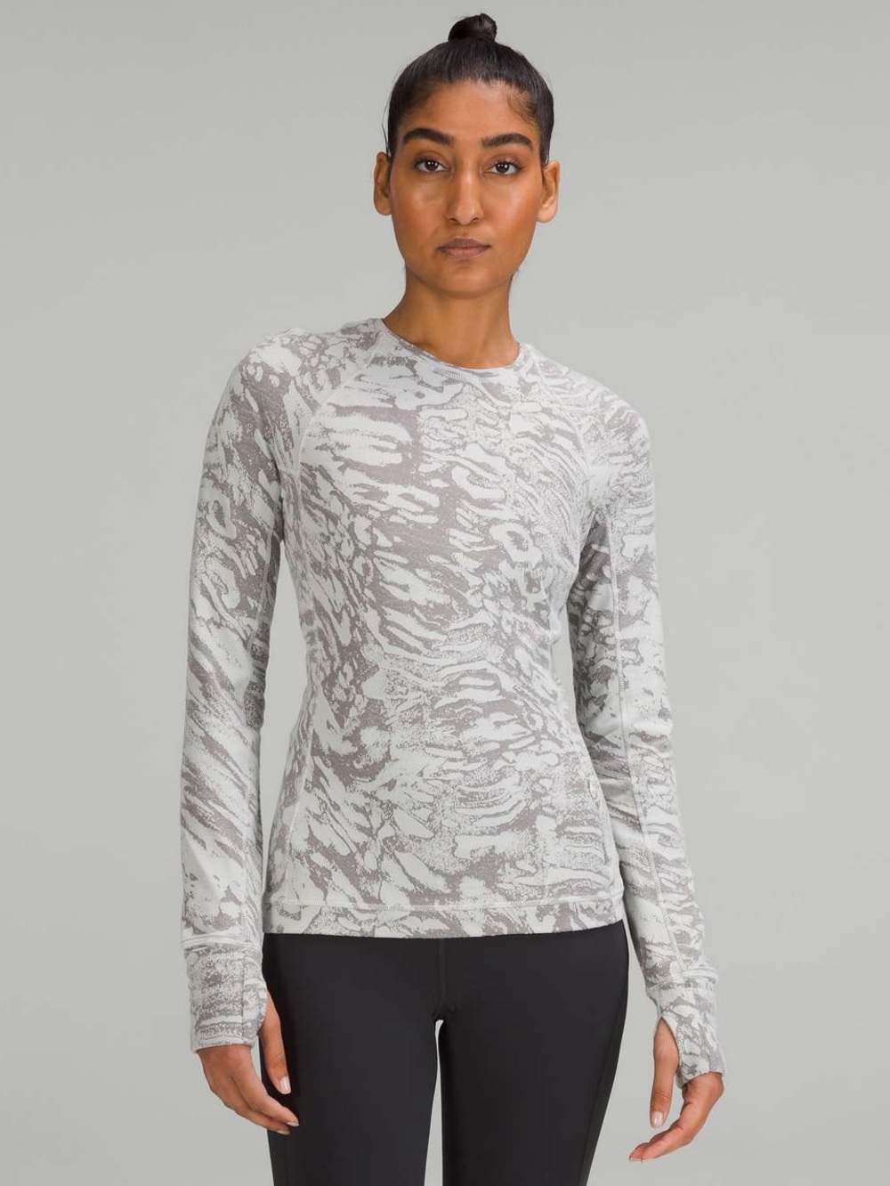 Lululemon Its Rulu Run Long Sleeve Shirt Liquidize Camo Duo Jacquard Vapor Grey
